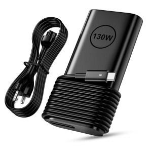 DELL 130W 노트북 충전기 USB C 슬림 어댑터 교체 - 정밀도 5560 3560 5540 5570 5550 3561 5510 5520 XPS 17 15 7590 9700 9500 9510 LATITUDE 7410 7310 7210 TYPE 컴퓨터 AC 전원 코드 6피트
