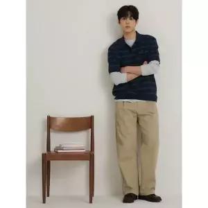BEANPOLE 빈폴 26SS 칼라넥 스트라이프 미니와플 반소매 티셔츠 - 네이비(BC6342C35R) 225074