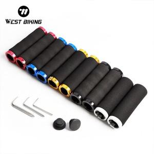 WEST BIKING 산악 자전거 스폰지 그립  미끄럼 방지 충격 흡수 소프트 MTB 초경량 핸들 바 커버 엔드 캡