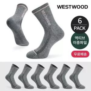웨스트우드 여성 쿠션 라인배색 사이드 메쉬 등산 중장목양말 6P_DG