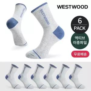 웨스트우드 여성 쿠션 컬러 라인 포인트 등산 중장목양말 6P_LG