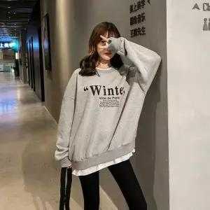 [하프클럽/셀럽하우스]여성 기모 레이어드 맨투맨티셔츠 라운드티셔츠 여리