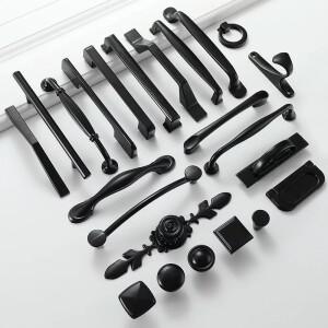 검은 가구 캐비닛 도어 핸들 찬장 옷장 서랍 드레서 손잡이  96/128mm 구멍 주방 제조 공장