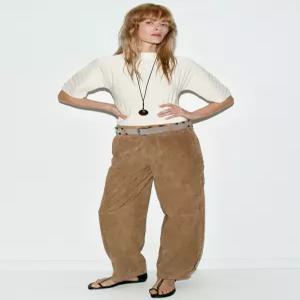 ZARA 벌룬 슬리브 리브드 니트 탑 - 크림 0014/003/712 283948