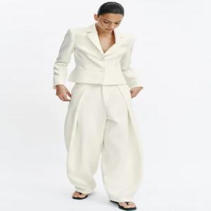 ZARA 볼륨 플리츠 팬츠 - 크림 2857/824/712 283737