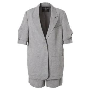 에이비에프지 ABFZ 백 레터링 포인트 써머 데일리 롱 마 재킷세덥 반팔재킷 APA2HJA4E 105976