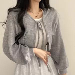여성 러블리 스트링 크롭 볼레로가디건 여자 가디건