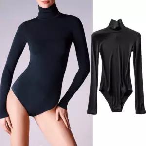 목폴라 여성바디수트 긴팔 블랙바디수트 의상 칼라 S 블랙