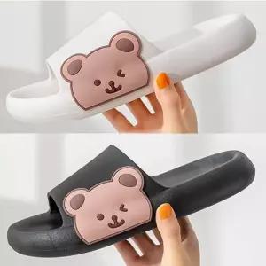고품질 곰 캐릭터 패치 여성 슬리퍼 실내화 거실화 샌들 슈즈 여자슬리퍼 (WFFKJUG)