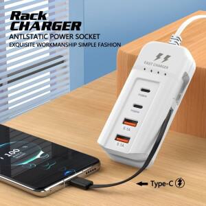 2USB 2PD 다중 포트 전원 스트립 타입 C 스마트 패치 패널 충전 콘센트 어댑터 전기 소켓 EU/US/UK 플러그