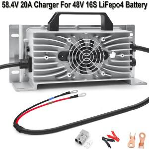 58.4V 20A 충전기 58.4V LiFePO4 배터리 스마트 충전기 16S 48V LiFePO4 배터리 고전력 알루미늄 쉘에 사용