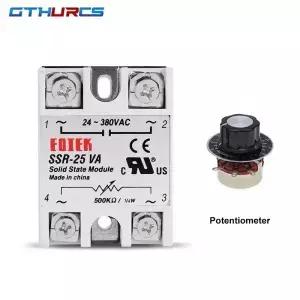SSR 10VA 솔리드 스테이트 릴레이 전압 조정기 전위차계 10A 25A 40A가 있는 24-380V AC 출력