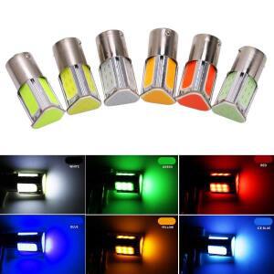 1x S25 P21W Ba15s 1156 Bay15d 자동차 전구 용 LED COB 방향 지시등 12V 브레이크 주차 램프 빨간색 노란