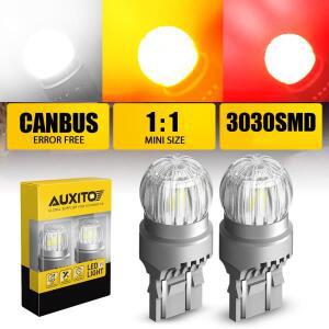 2Pcs AUXITO T20 7443 W21W LED DRL 주차 역방향 램프 정지 브레이크 화이트/레드/옐로우 자동 신호 전구 3