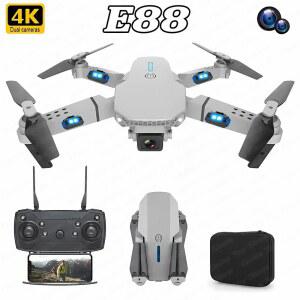 드론 E88 프로 와이파이 FPV 드론, 광각 , 1080P 크리스마스 RC 쿼드콥터 접이식 헬리콥터 카메라 높이 HD 4K