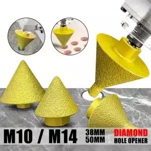 M10/M14 나사형 다이아몬드 베벨링 챔퍼 비트 38/50mm 콘 펀칭 확장 드릴 연마 휠 조각 광택