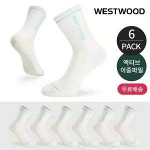 웨스트우드 여성 쿠션 라인배색 사이드 메쉬 등산 중장목양말 6P_BE