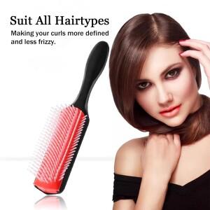 9-Rows Cushion Nylon Bristle Hair Brush Classic Detangling Wet Dry Curly Separating Shaping Styling