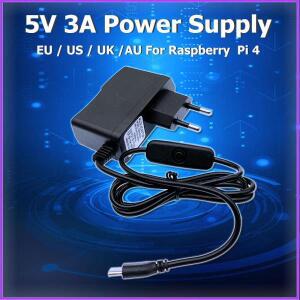 5V 3A 전원 공급 장치 스위치 버튼 어댑터 충전기 -C USB 포트 라즈베리 파이 4 모델 B 4B 용 볼트