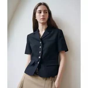 드로우핏 우먼 DRAWFIT WOMEN 린넨 반팔 테일러드 자켓 BLACK DFWMJK5202BK 418918