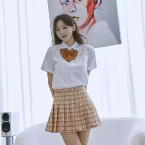 [하프클럽/]TBZ 교복몰 오렌지체크 스커트 치마 교복치마 교복 학생복