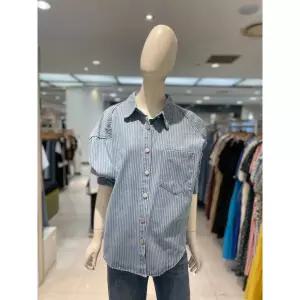 파프리카 캐주얼.스트라이프 오버핏 돗도 데님 셔츠/SK3JK801 3456731