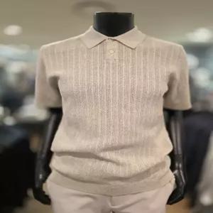 [바쏘옴므] Z2WT32A 25년S/S 그레이 헤링본타공 피케티셔츠 스타일 베이직 니트