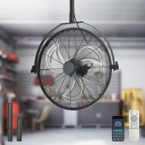 AHAWILL 57.9cm(22.8인치) 정자 파티오 야외 선풍기 양면, 플러그인, 차고용 걸이/스탠딩 360도 및 가능한 각도, 공구실, 속도, 타이머 6가지 2-in-1 - 회전 고정