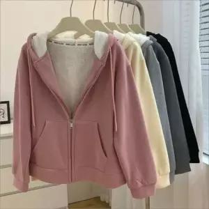 셀럽하우스 여성 뽀글이안감 따뜻한 겨울 후드집업 인조양털 데일리