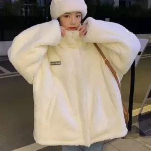 셀럽하우스 여성아우터 오버핏 후리스 양털 집업점퍼 패션코디룩