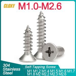 M1 M1.2 M2 304 스테인레스 스틸 필립스 호환 매립형 접시 머리 셀프 태핑 나사