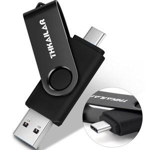 Thkailar 1TB USB 3.1 플래시 드라이브, 2-in-1 A & Type-C 메모리 스틱, 고속 점프 데이터 저장용 C 엄지 삼성, Mac, PC, iPhone 15/16, 스마트폰(블랙)과 호환 가능