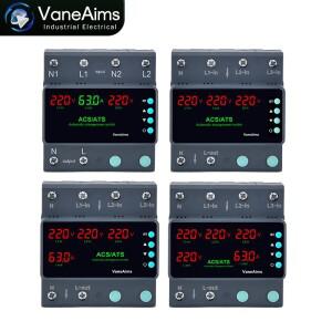 듀얼 파워 ATS 자동 전환 스위치 220V 레일 과전압 저전압 보호기 63A 100A 3상 전력 PV 태양광 위상 선택