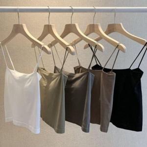 유니크 미니멀 스퀘어 민소매 숏기장 탱크탑언더레이어 크롭탑