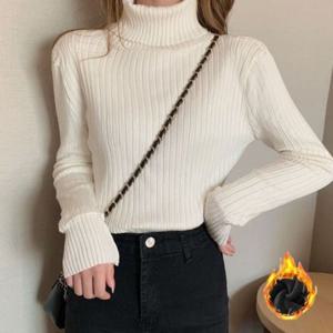 목 상의 언더레이어 스탠다드 플리스 세로패턴하이넥 멀티컬러 슬림핏 폴라넥 여성용