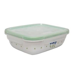 파랑꽃 도자기 밀폐용기 475ml 뚜껑 찬통 반찬 냉장고 보관 다용도 그릇