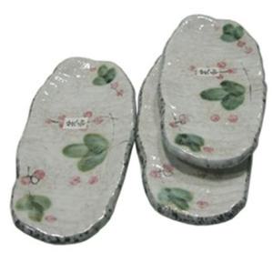 소와 눈꽃 홍매화 직사각 라운드 플레이트 28cm 3p 식탁 그릇 반찬기 요리 담는 접시
