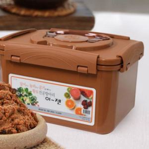 사각 황토 밀폐 용기 5.2리터 누름통 황토 반찬통 진공 김치통
