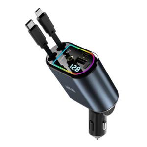 USB C타입 A타입 iOS핀 4 IN 1 차량용 릴타입 충전기 시거잭 15W 스마트폰 태블릿 블랙박스 LED 별빛무드등