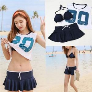 빅사이즈 여성 비키니 3pcs 신혼여행 3피스 비키니 수영복 탱키니 와이어