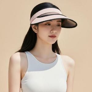 자외선차단 와이드 챙 모자 여름 휴가 비치 썬캡 핑크 M