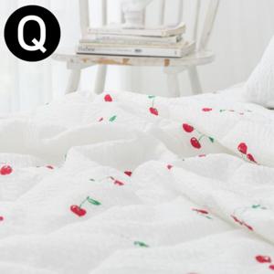 해피니 체리 시어서커 여름 이불 퀸 Q (화이트)