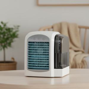 저소음 수냉식 미니 냉풍기 북유럽 인테리어 LED 무드등 탁상용 선풍기