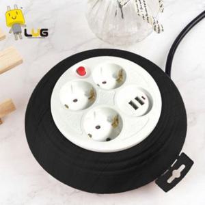 러그박스 멀티탭 라운드 릴선 3구 USB 2포트 3M 1.0SQ (블랙) 접지 코드릴
