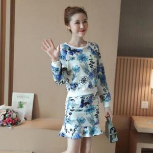 FL 245 봄신상 꽃무늬 플라워 티셔츠 프릴 스커트 세트