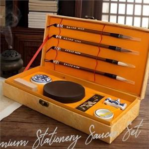 서예 도구 입문용 서예 고급 캘리그라피 선물용 취미용 문방사우 인주 보관 벼루 받침 먹물 연적