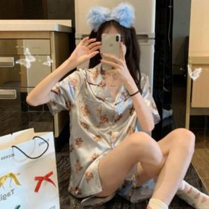 실크잠옷 실내복여성 반팔잠옷 여름잠옷 파자마 여성잠옷 여성홈웨어 여성