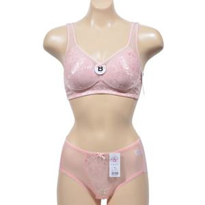 플라워자수 망사레이스 노와이어 조끼형 B컵 브라팬티세트 SN2412-0006