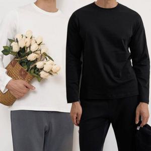 남자기모티셔츠 남자옷 라운드티셔츠 플리스티셔츠 약기모 라운드넥 내복 롱