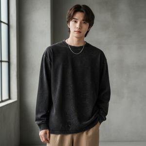 간절기 커플룩 빈티지 워싱 긴팔티 남녀공용 루즈핏 맨투맨 티셔츠